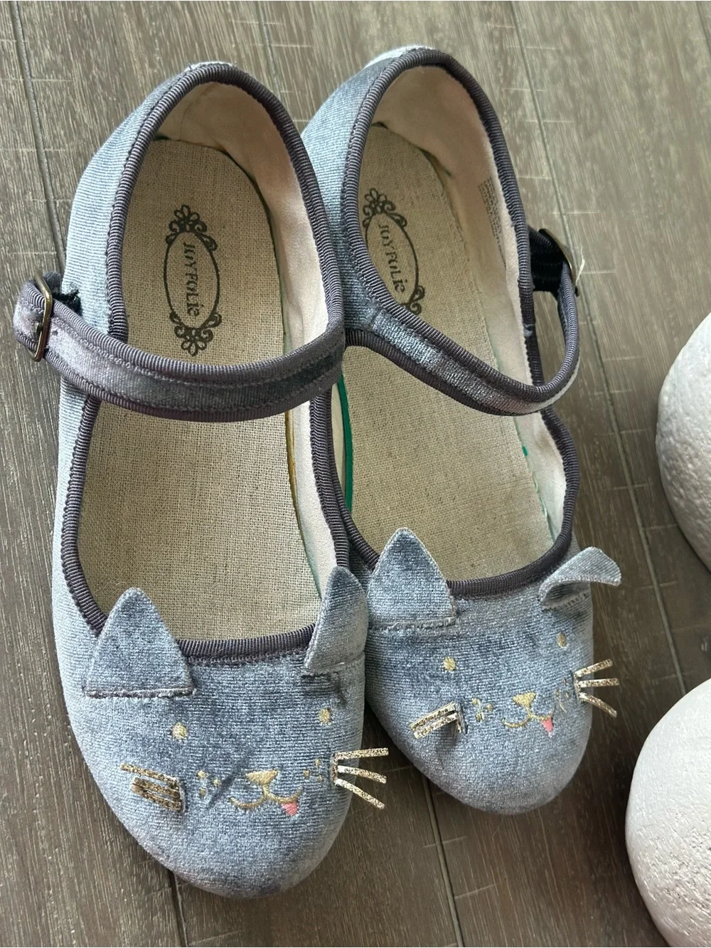 Joyfolie Girls' Mary Jane Shoes in Gray and Cream